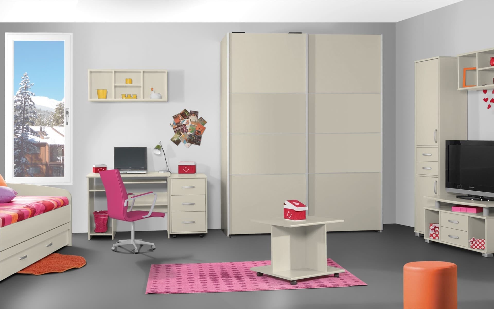 Treviso Handle-less Gloss Alabaster Bedroom